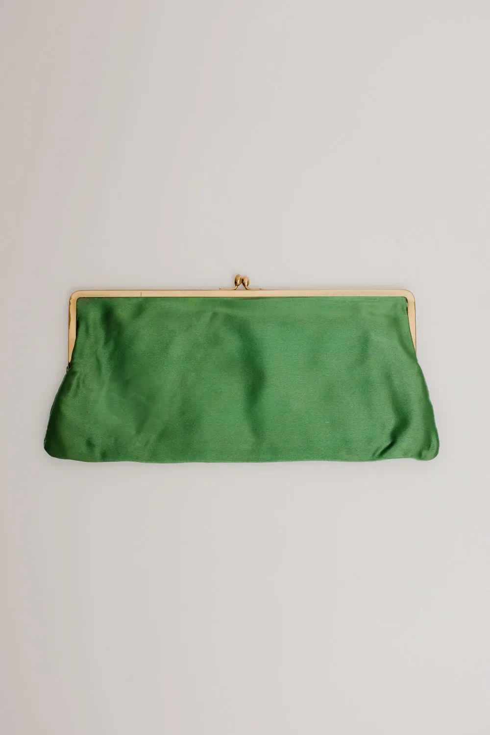 0053_GREEN VINTAGE SATIN SILKY CLUTCH WALLET