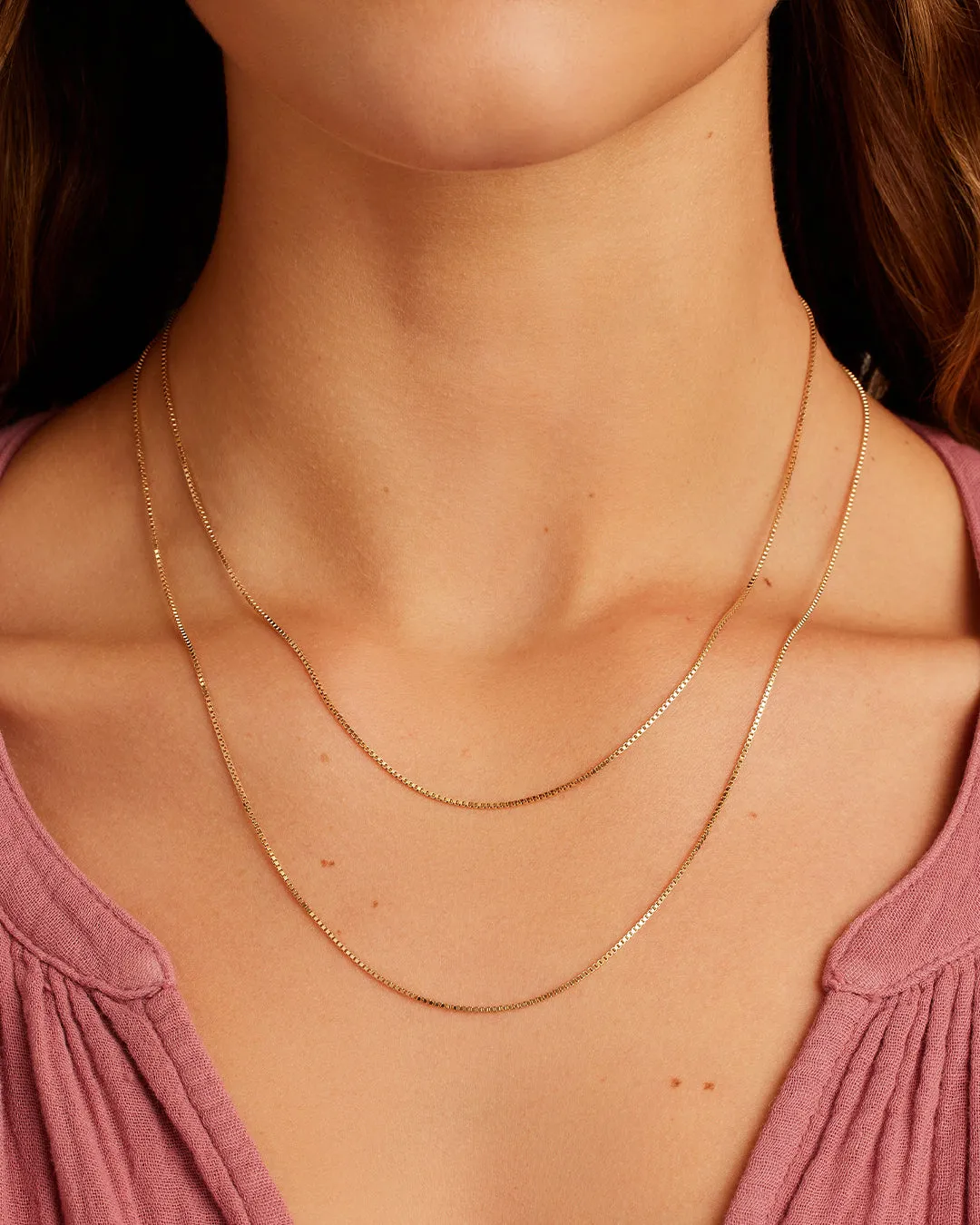 14k Gold Box Chain Necklace