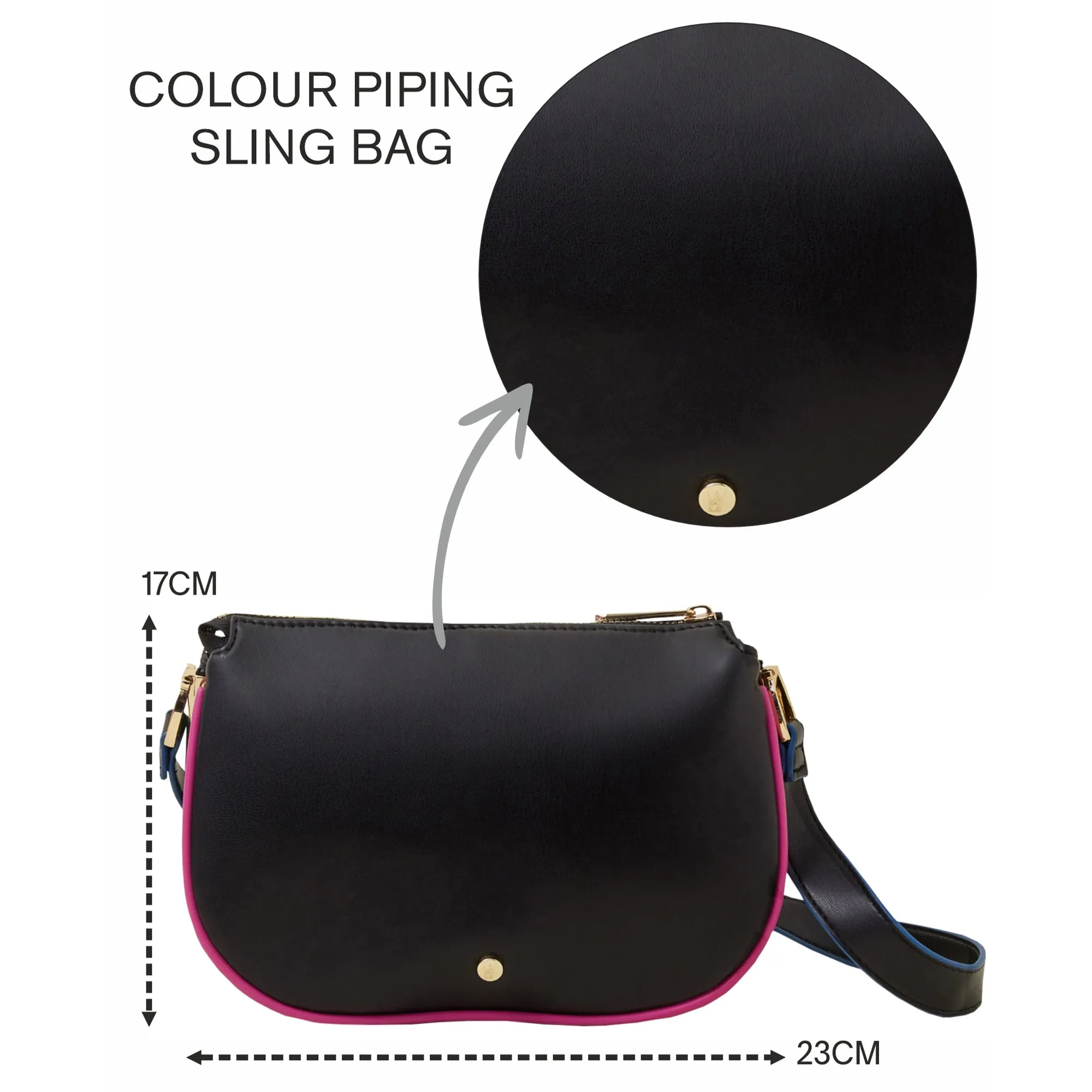 Accessorize London Women's Black Colour Piping Sling Bag