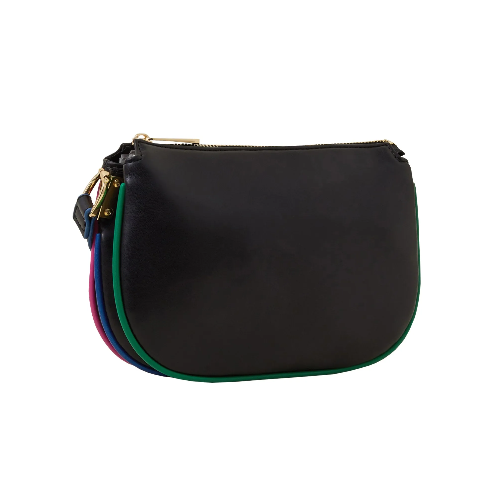 Accessorize London Women's Black Colour Piping Sling Bag