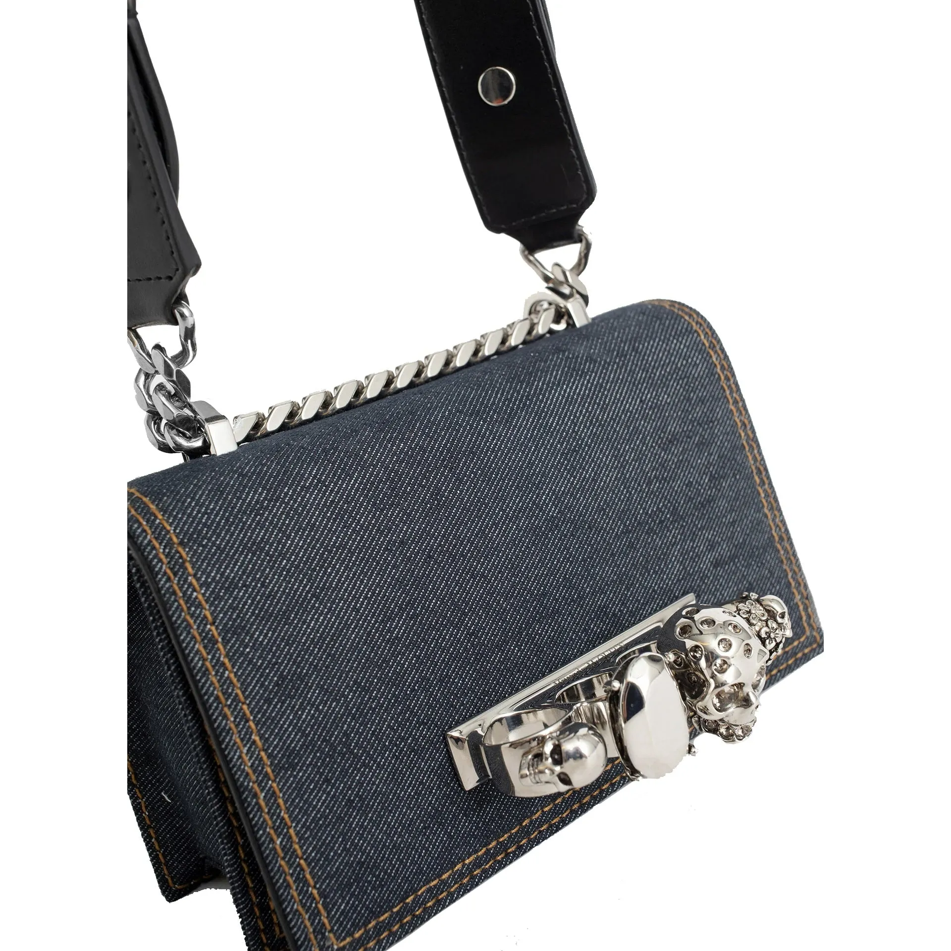 Alexander McQueen - Borsa in denim con gioielli