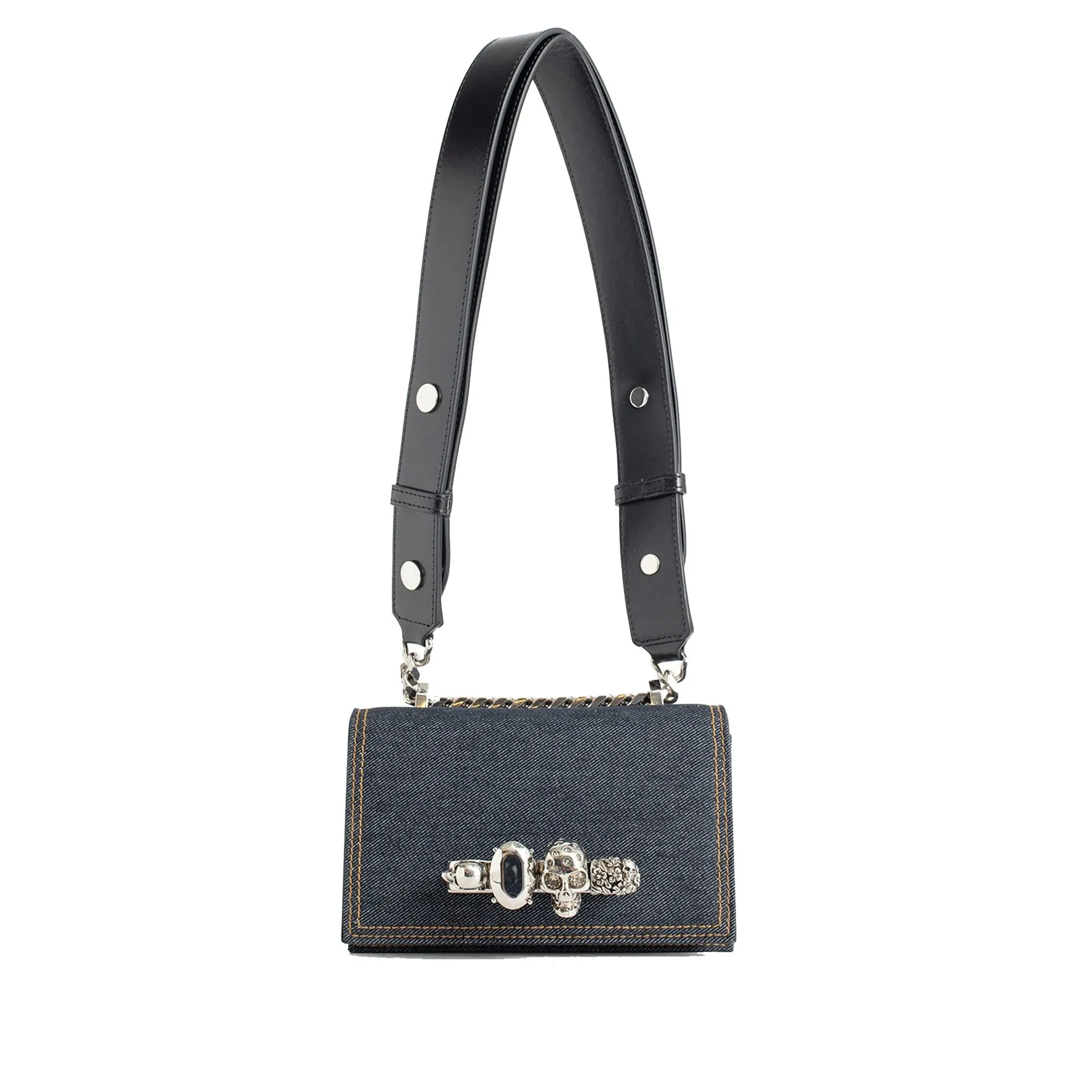 Alexander McQueen - Borsa in denim con gioielli