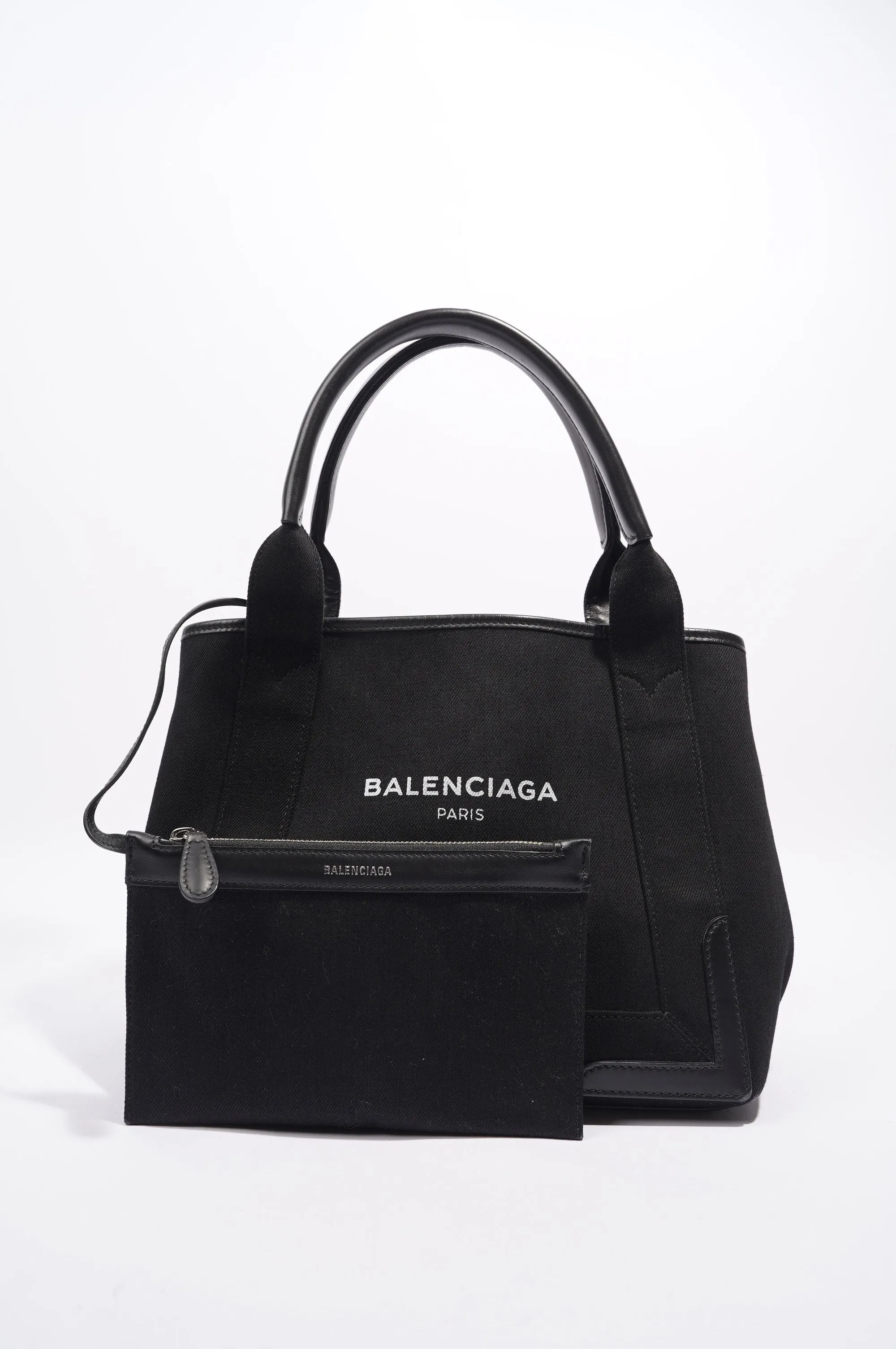 Balenciaga Cabas Tote Bag Black Canvas Small