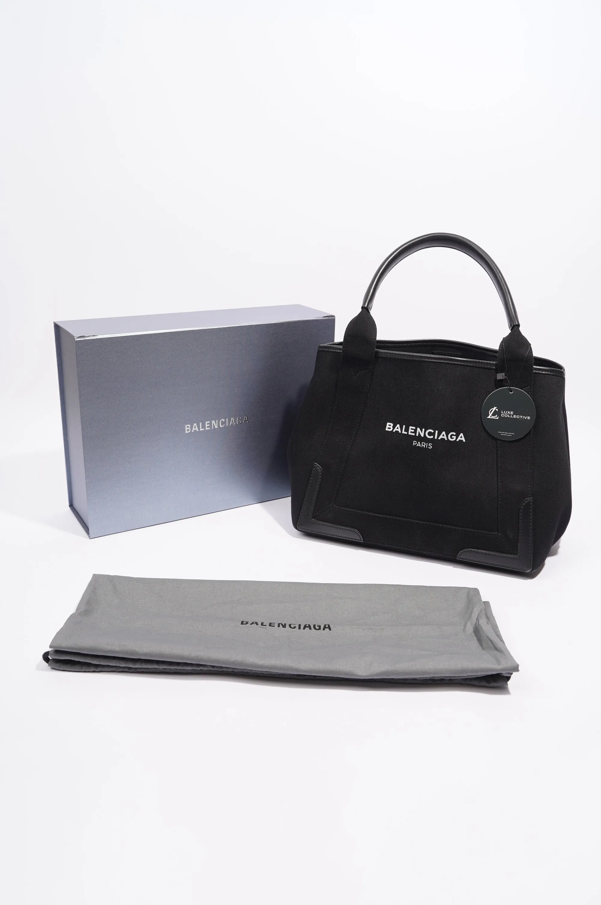 Balenciaga Cabas Tote Bag Black Canvas Small