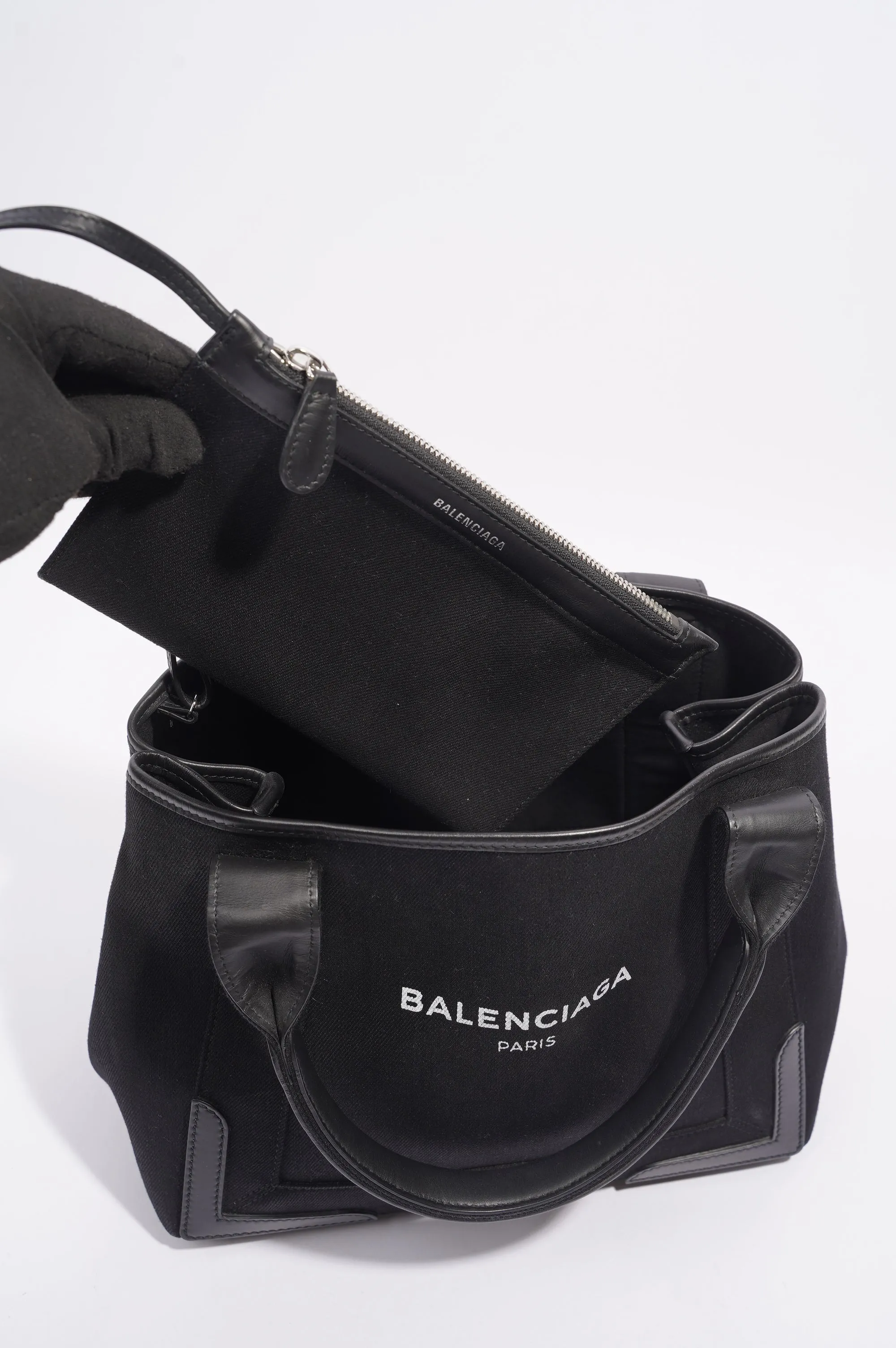 Balenciaga Cabas Tote Bag Black Canvas Small