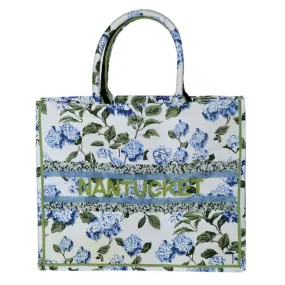 Bianca Blue Hydrangea Customizable Beaded Tote