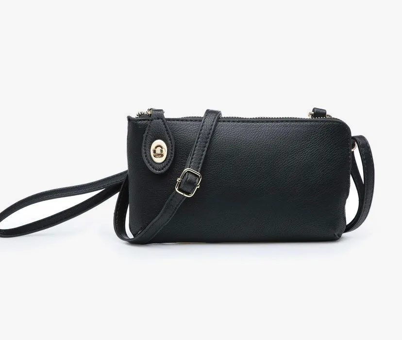 Black Kendall Crossbody Twistlock Wristlet