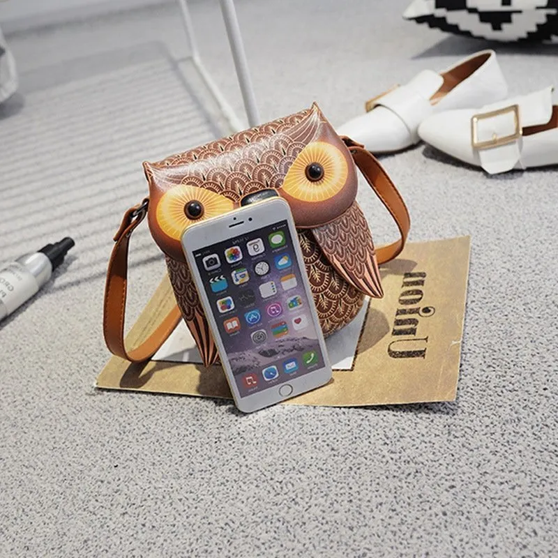 Cartoon Owl Print Mobile Phone Bag Crossbody Bag