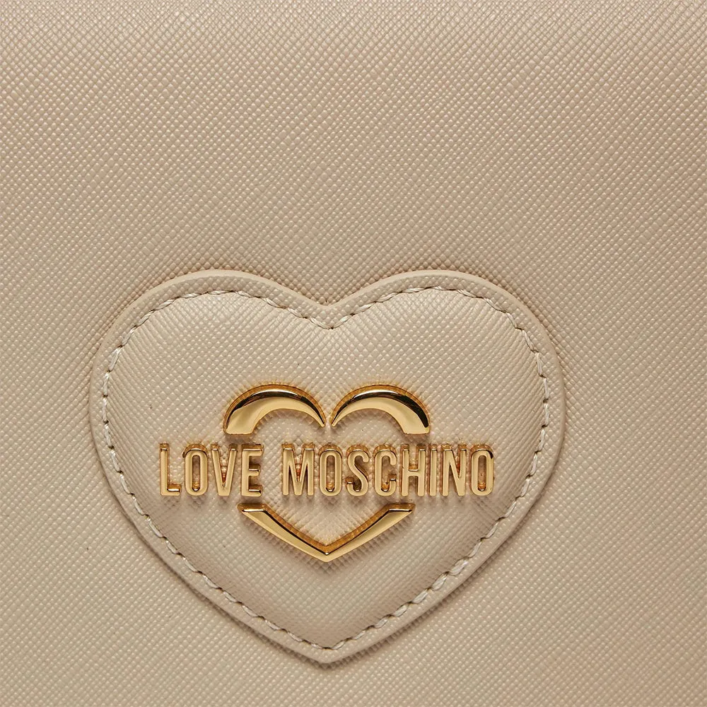 Clutch Donna con Tracolla LOVE MOSCHINO linea Sweet Heart stampa Saffiano Avorio