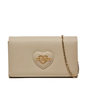 Clutch Donna con Tracolla LOVE MOSCHINO linea Sweet Heart stampa Saffiano Avorio