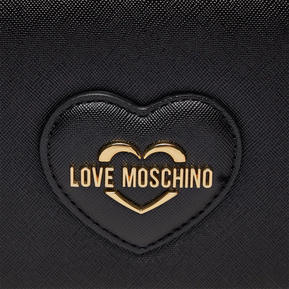 Clutch Donna con Tracolla LOVE MOSCHINO linea Sweet Heart stampa Saffiano Nera