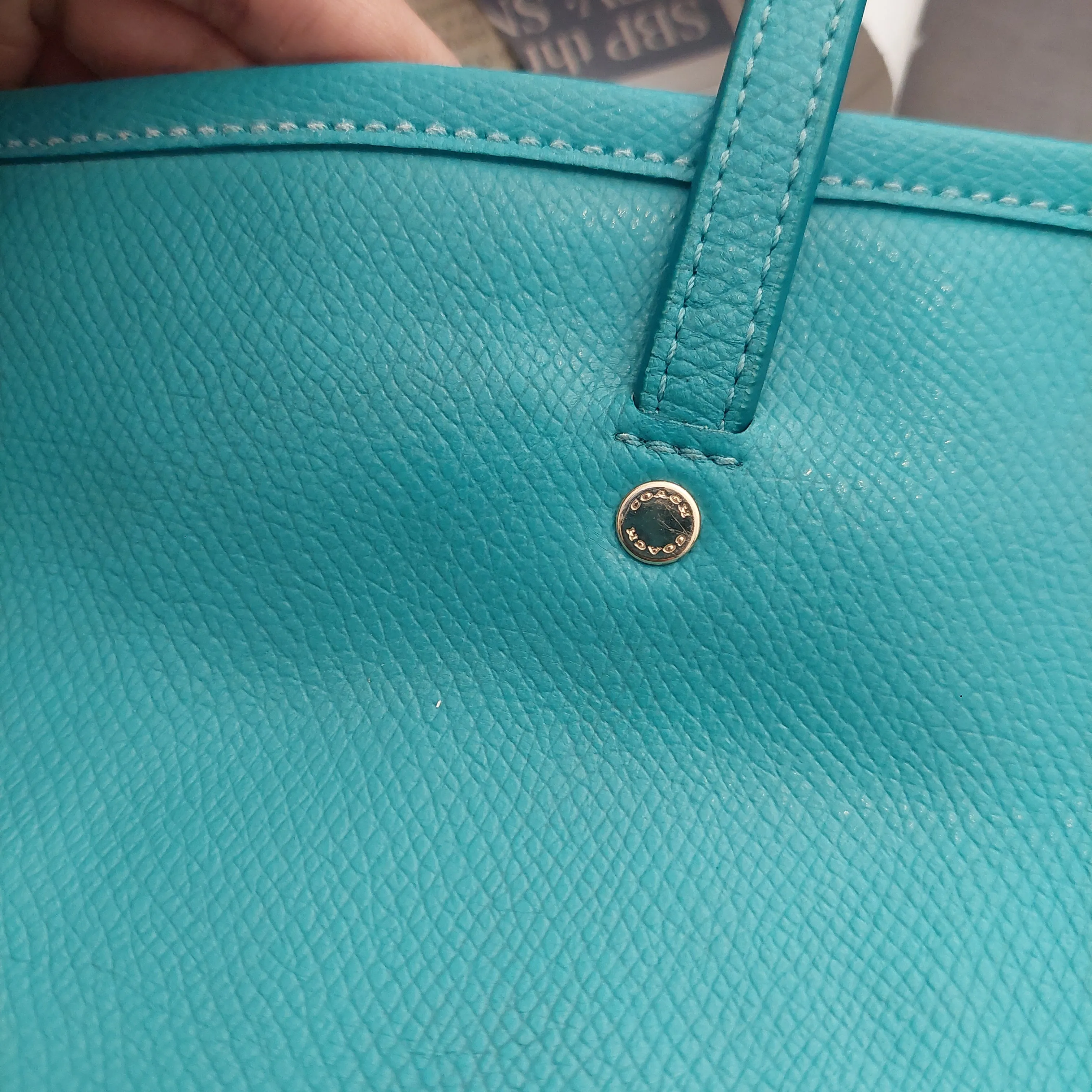 Coach Turquoise Leather Tote Bag | Pre Loved |