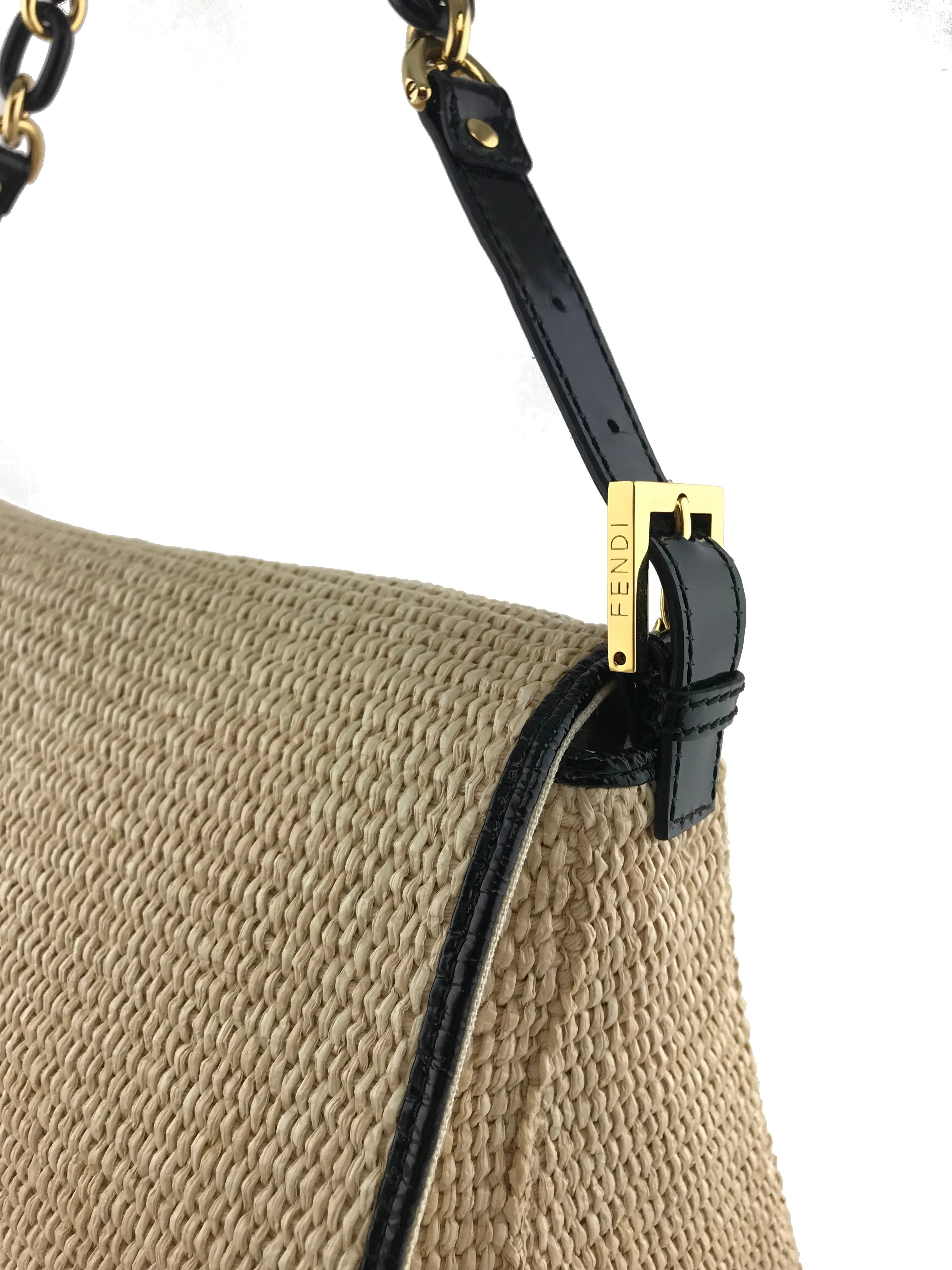 Fendi Big Mama Straw Flap Bag