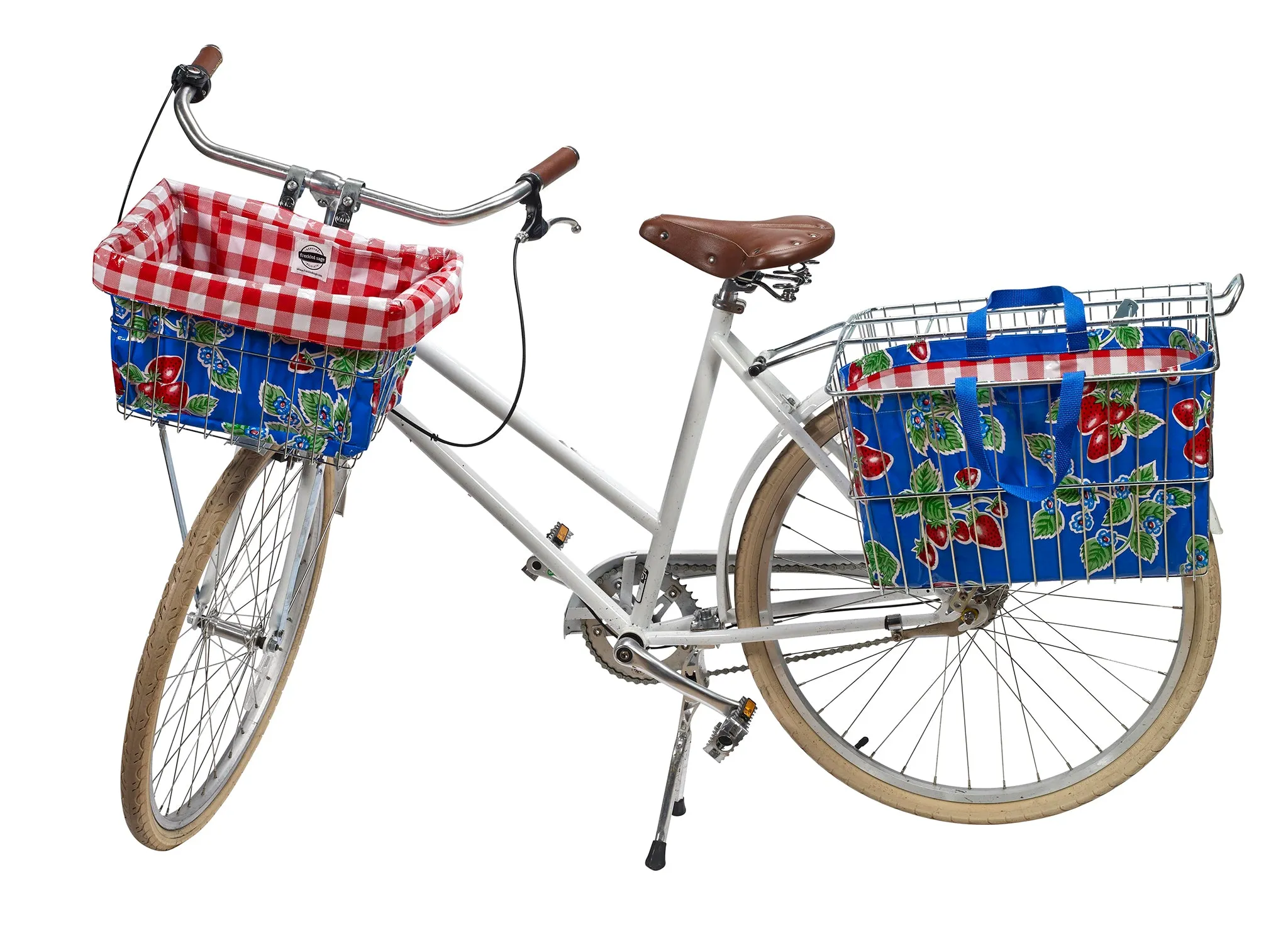 Freckled Sage Oilcloth Bike Basket Tote