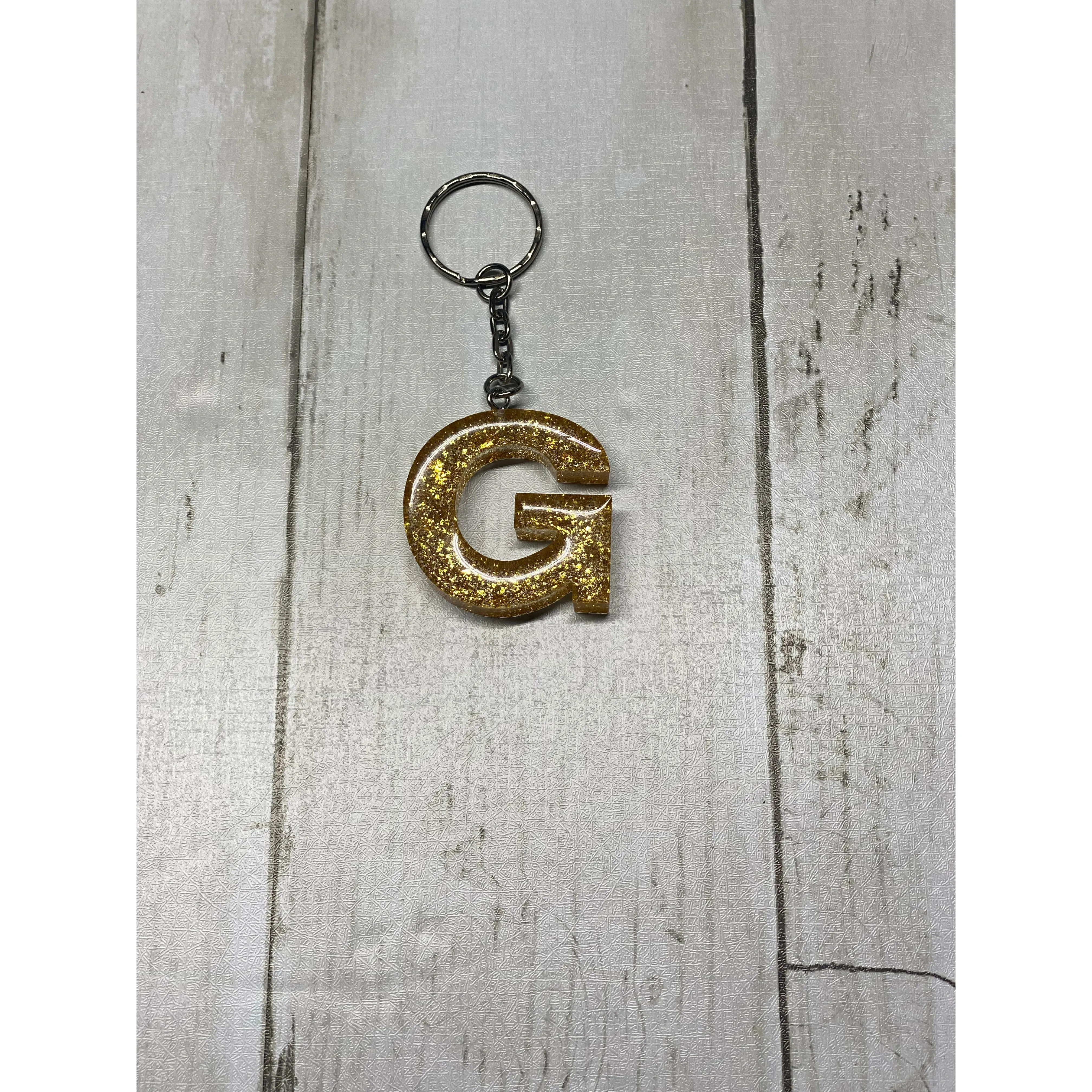 Gold Glitter keychain | Letter | Number