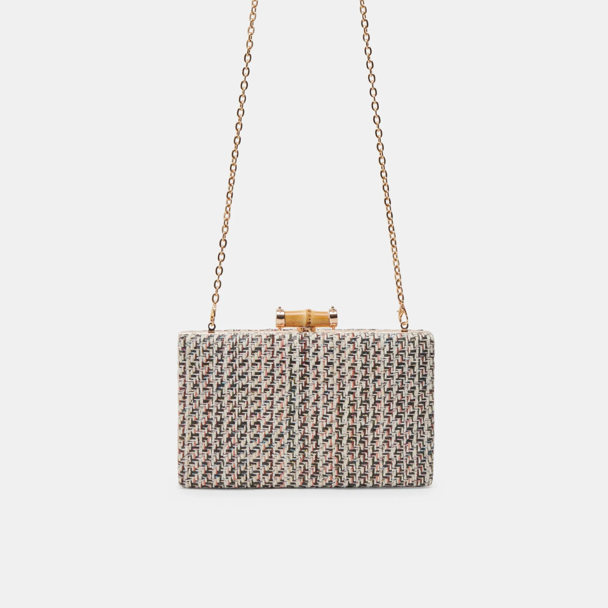 GRETA CLUTCH BLACK WHITE WOVEN