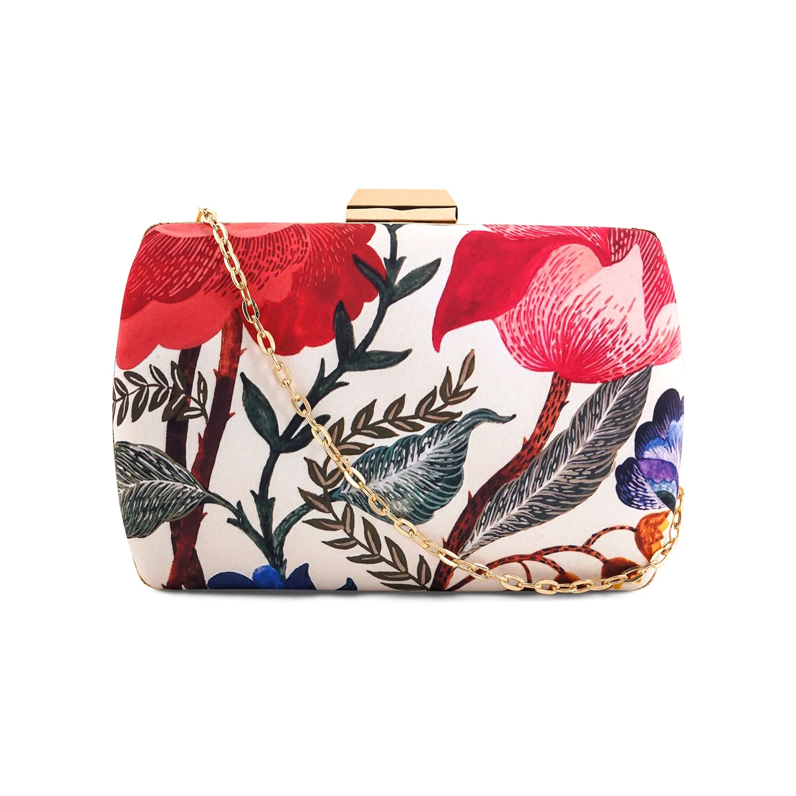 Infinite Flora White And Pink Printed Clutch