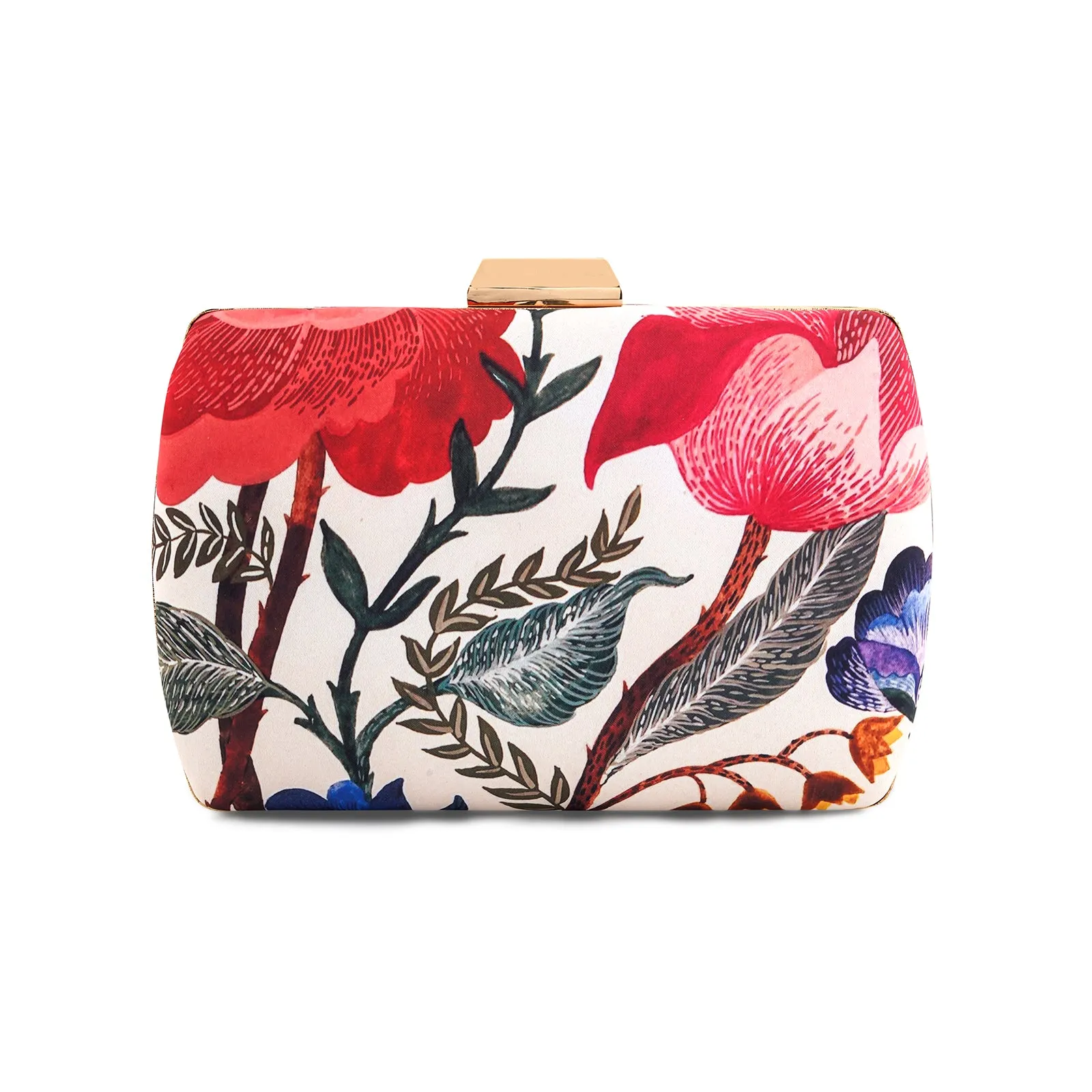 Infinite Flora White And Pink Printed Clutch