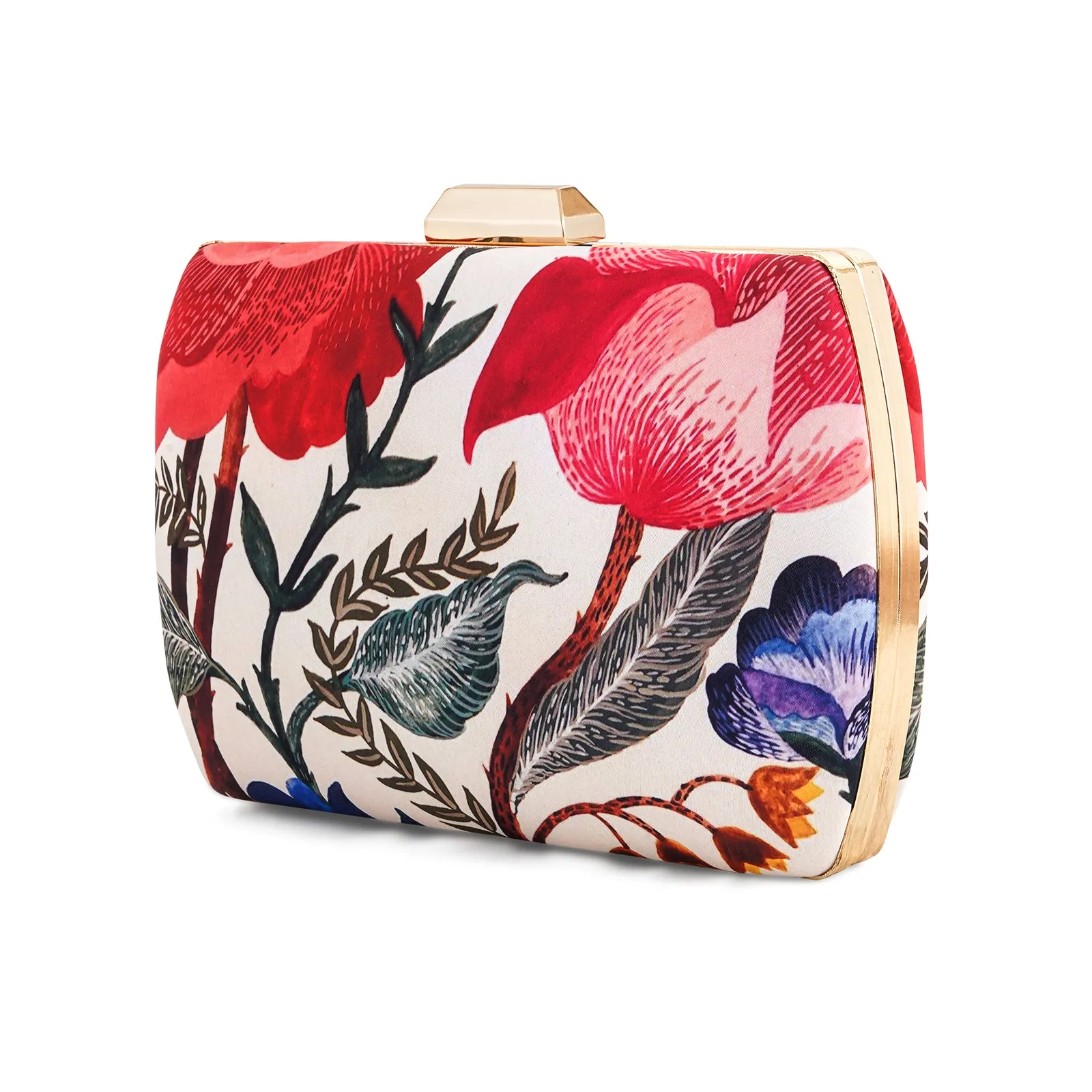 Infinite Flora White And Pink Printed Clutch