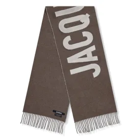 Jacquemus L'echarpe Fringe Logo Multi-Brown Scarf