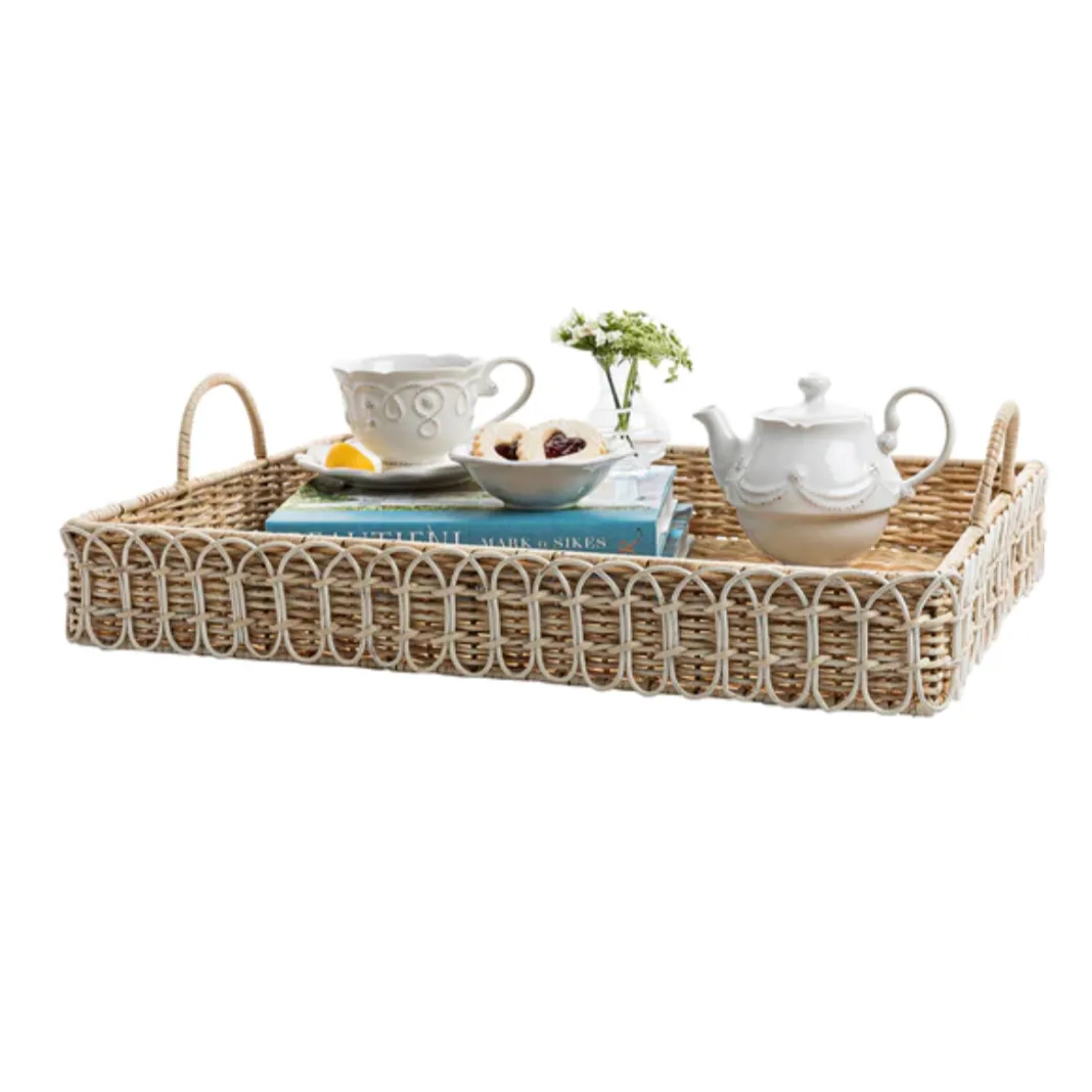 Juliska Provence Rattan Whitewash 22.5 Rectangular Tray