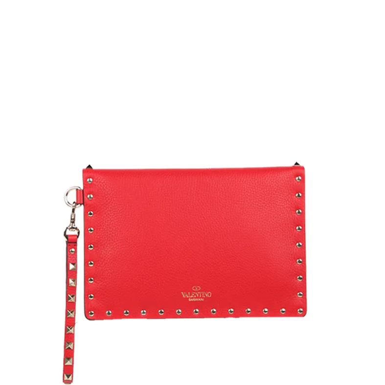 Medium Envelope Wristlet Grained, Rouge Pur