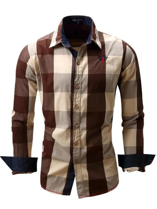 Men's Slim Fit Plaid Button Down Shirt