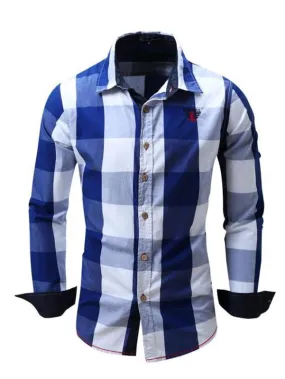 Men's Slim Fit Plaid Button Down Shirt