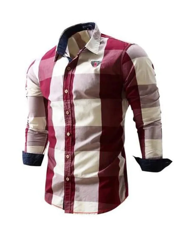 Men's Slim Fit Plaid Button Down Shirt