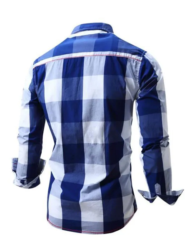 Men's Slim Fit Plaid Button Down Shirt