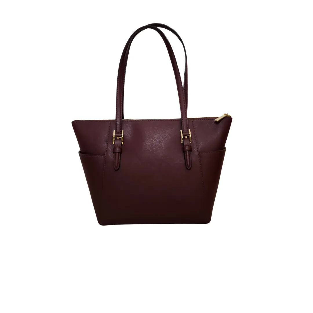 Michael Kors Charlotte Merlot Saffiano Leather Top-zip Tote | Like New |