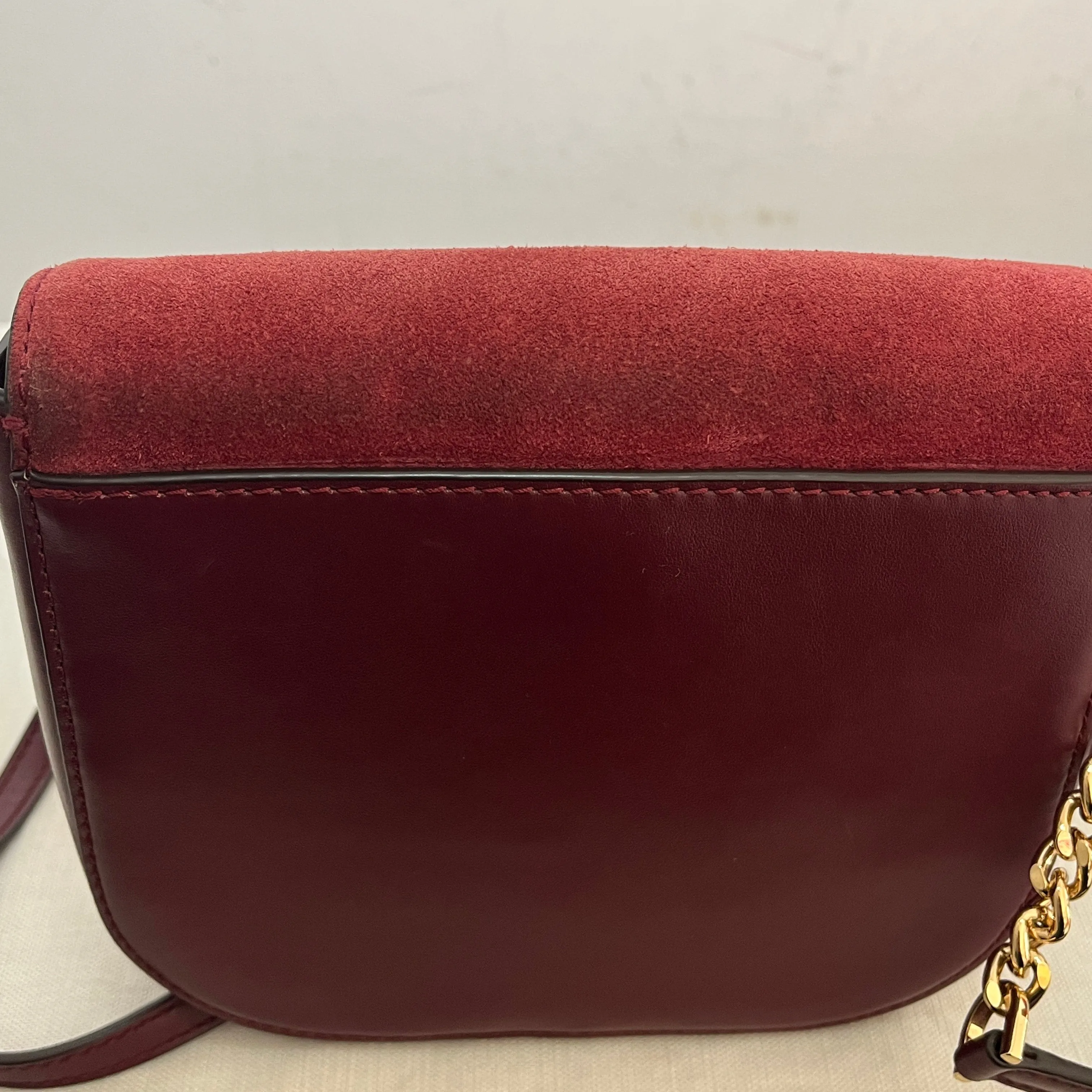 Michael Kors Maroon Suede and Leather Crossbody Bag | Pre Loved |