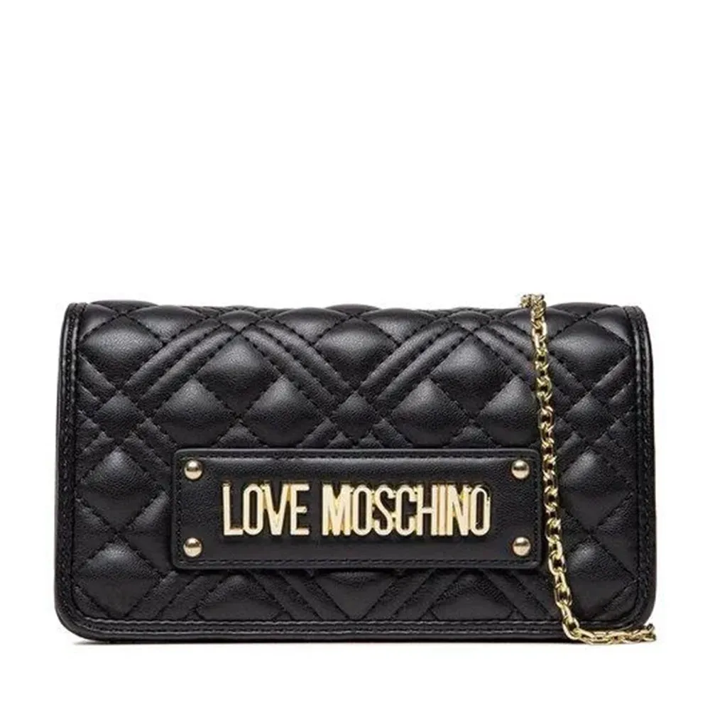 Mini Clutch con Tracolla LOVE MOSCHINO linea Shiny Quilted Nero