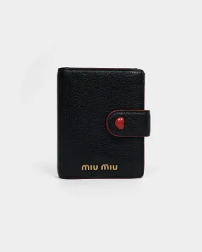 Miu Miu Heart Black Leather Wallet 2000's