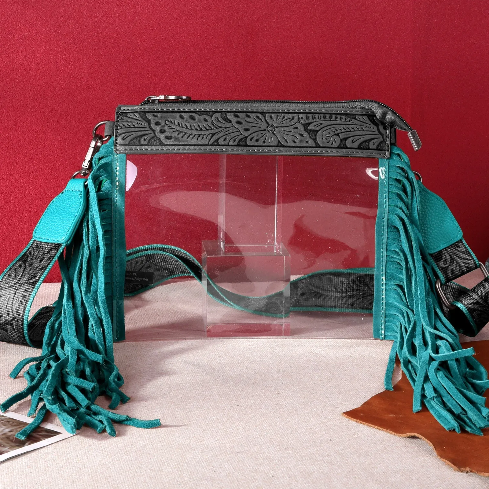 Montana West Western Fringe Clear Crossbody Bag