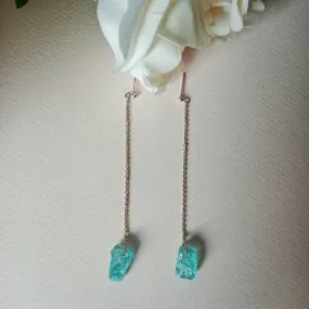 Natural apatite crystal sterling silver earrings