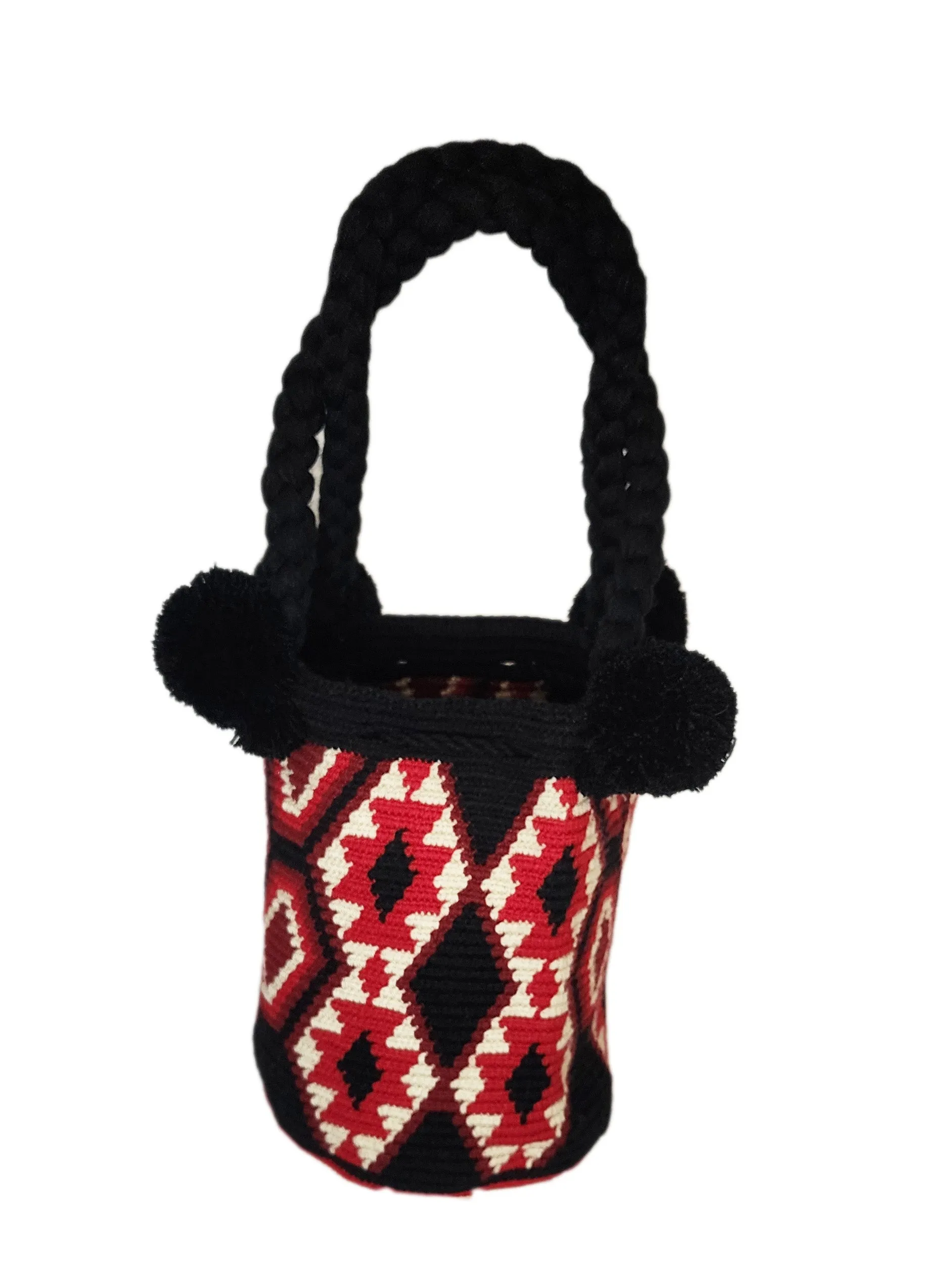 Paisley Medium Short Handle Design PomPom Mochila