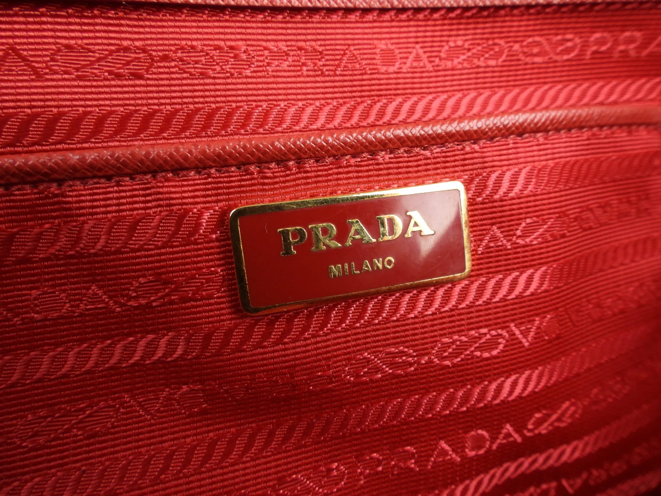 Prada Red Saffiano Leather Large Galleria Double Zip Tote