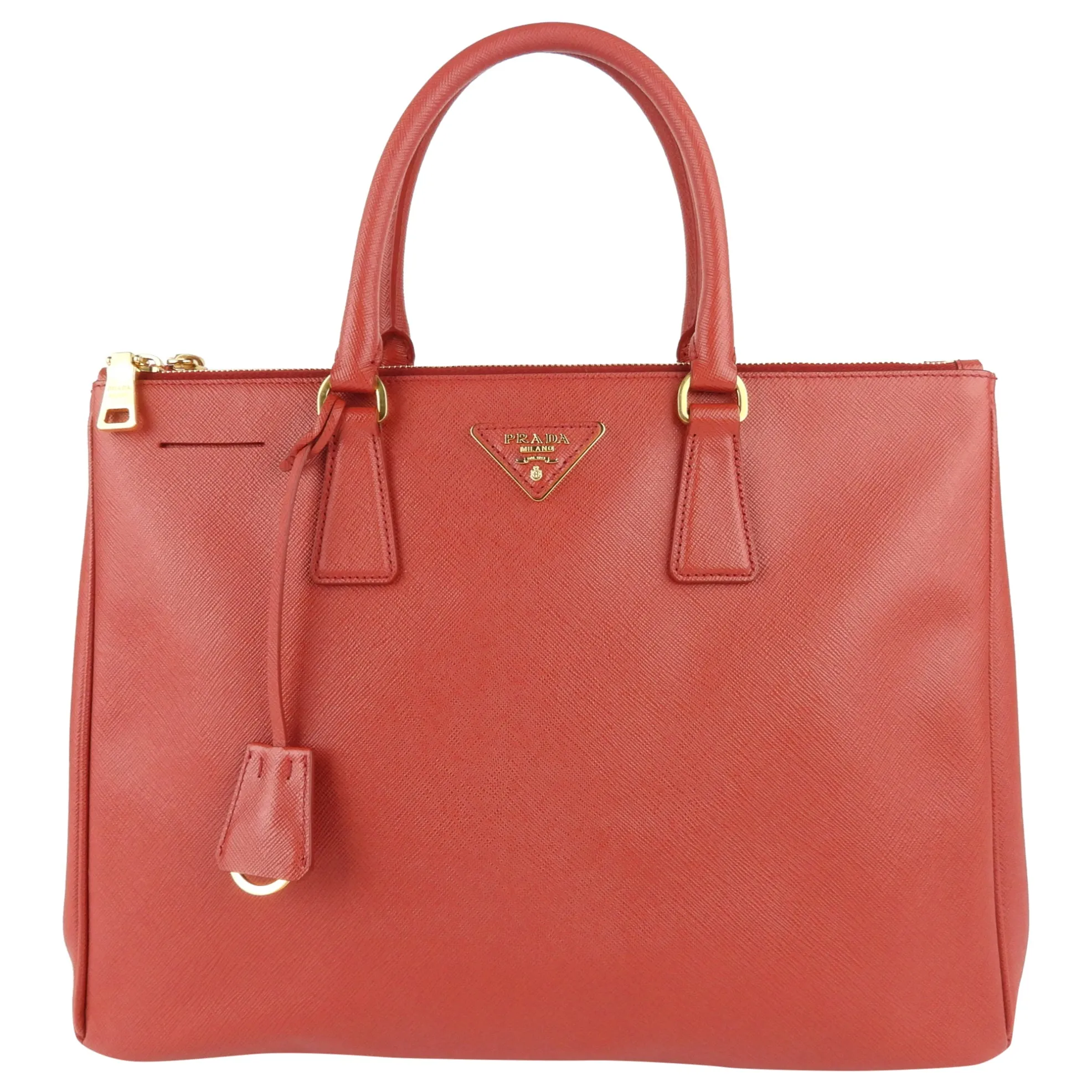 Prada Red Saffiano Leather Large Galleria Double Zip Tote