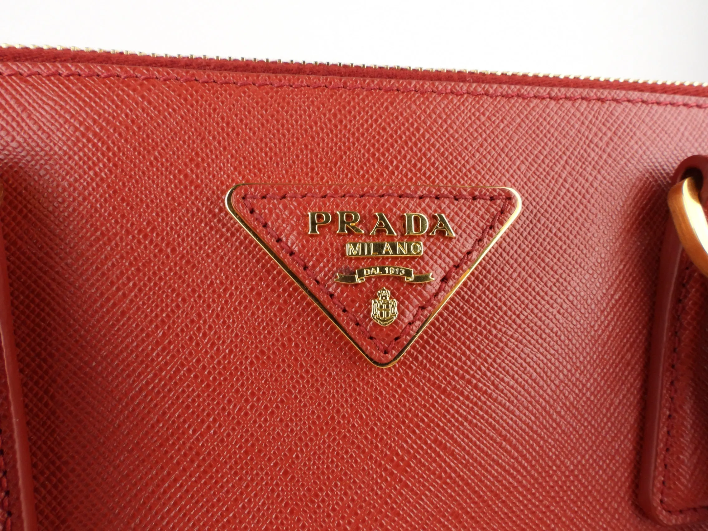 Prada Red Saffiano Leather Large Galleria Double Zip Tote