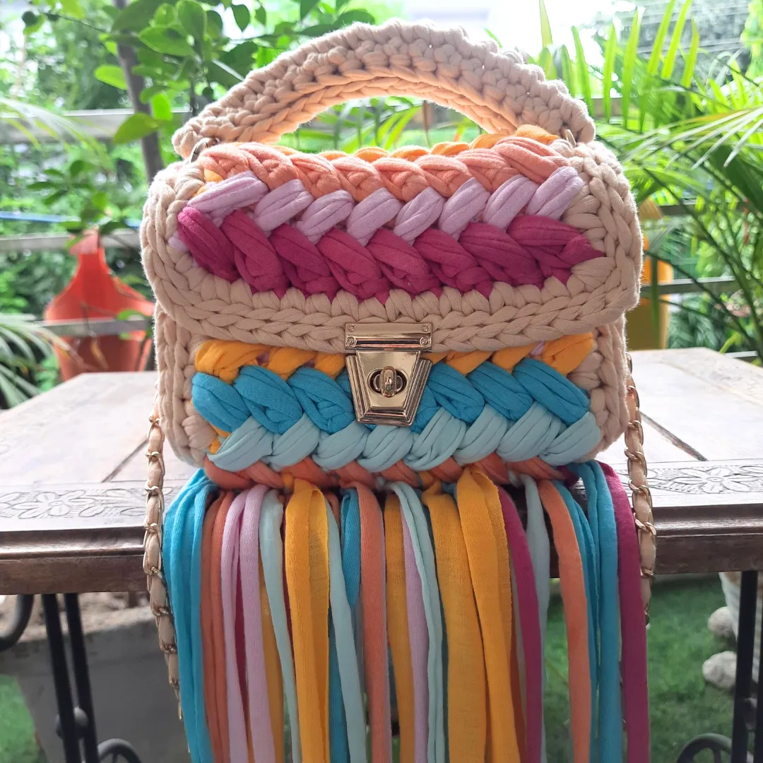 Shiroli Handmade Designer Vibrant Bag With Frills