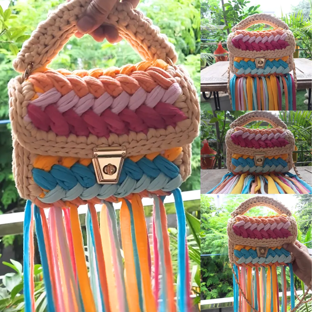 Shiroli Handmade Designer Vibrant Bag With Frills