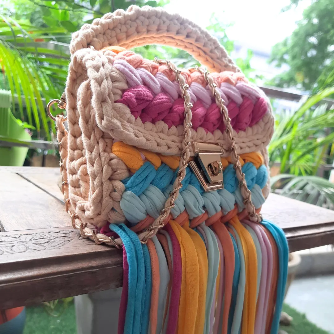 Shiroli Handmade Designer Vibrant Bag With Frills