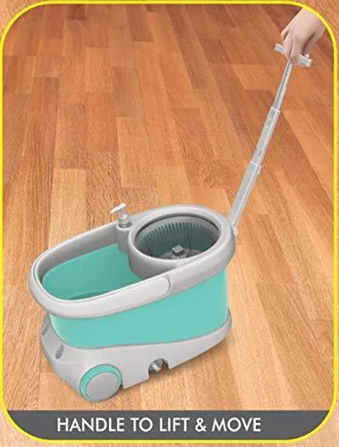 Spotzero By Milton Wave Spin Mop, Aqua Green