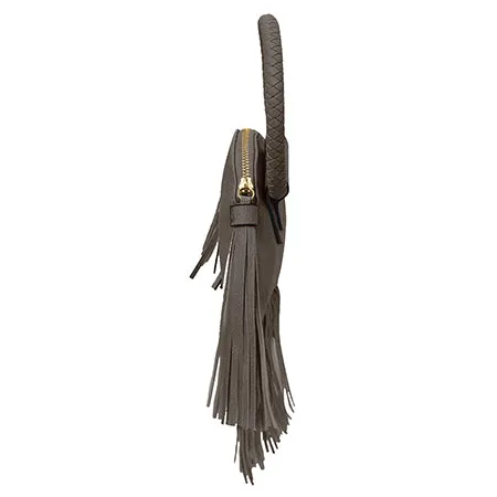 Taupe Gray NGIL Faux Leather Fringe Wristlet