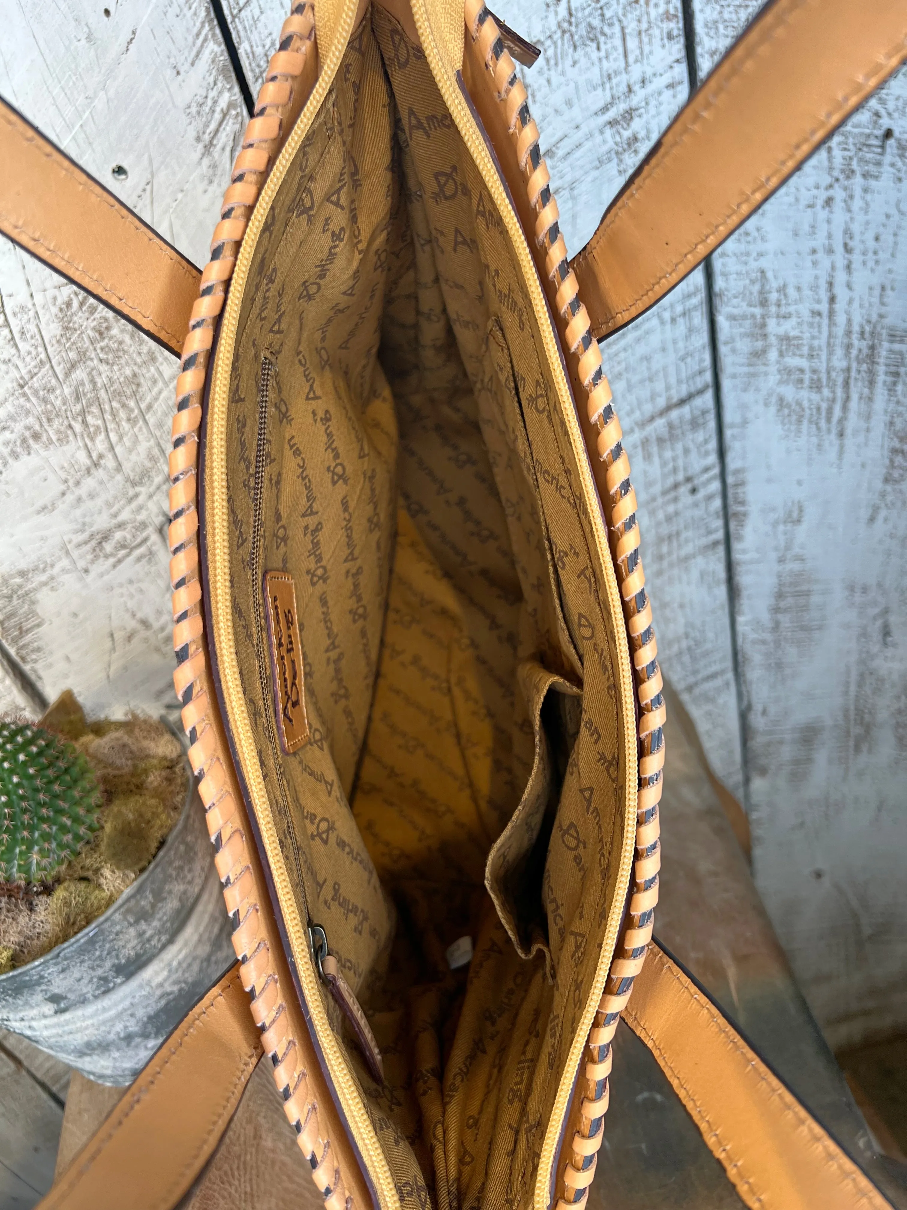 The Guthrie Tooled Leather Tote in Natural