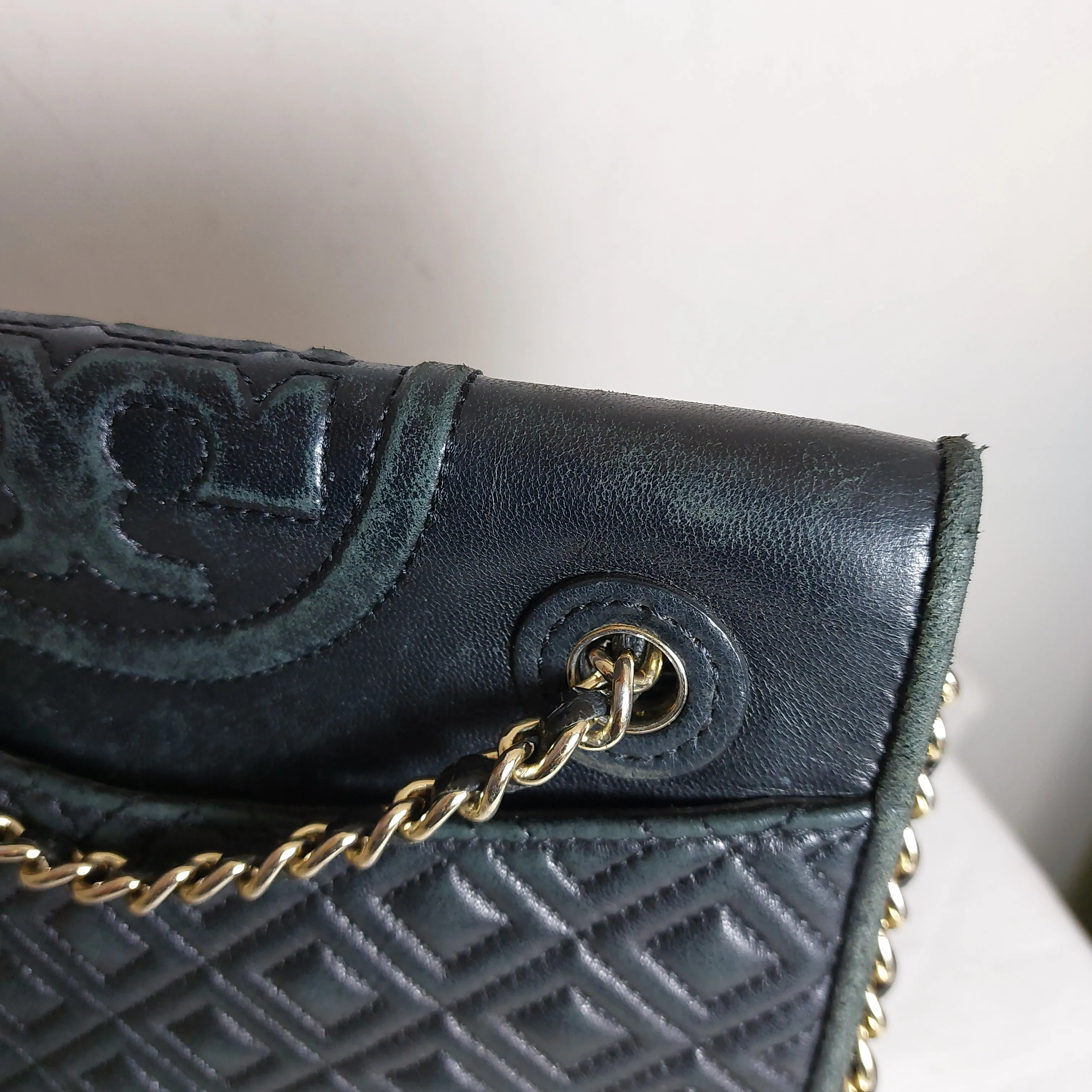 Tory Burch Black Leather Quilted Small 'Fleming' Shoulder Bag | Pre Loved |