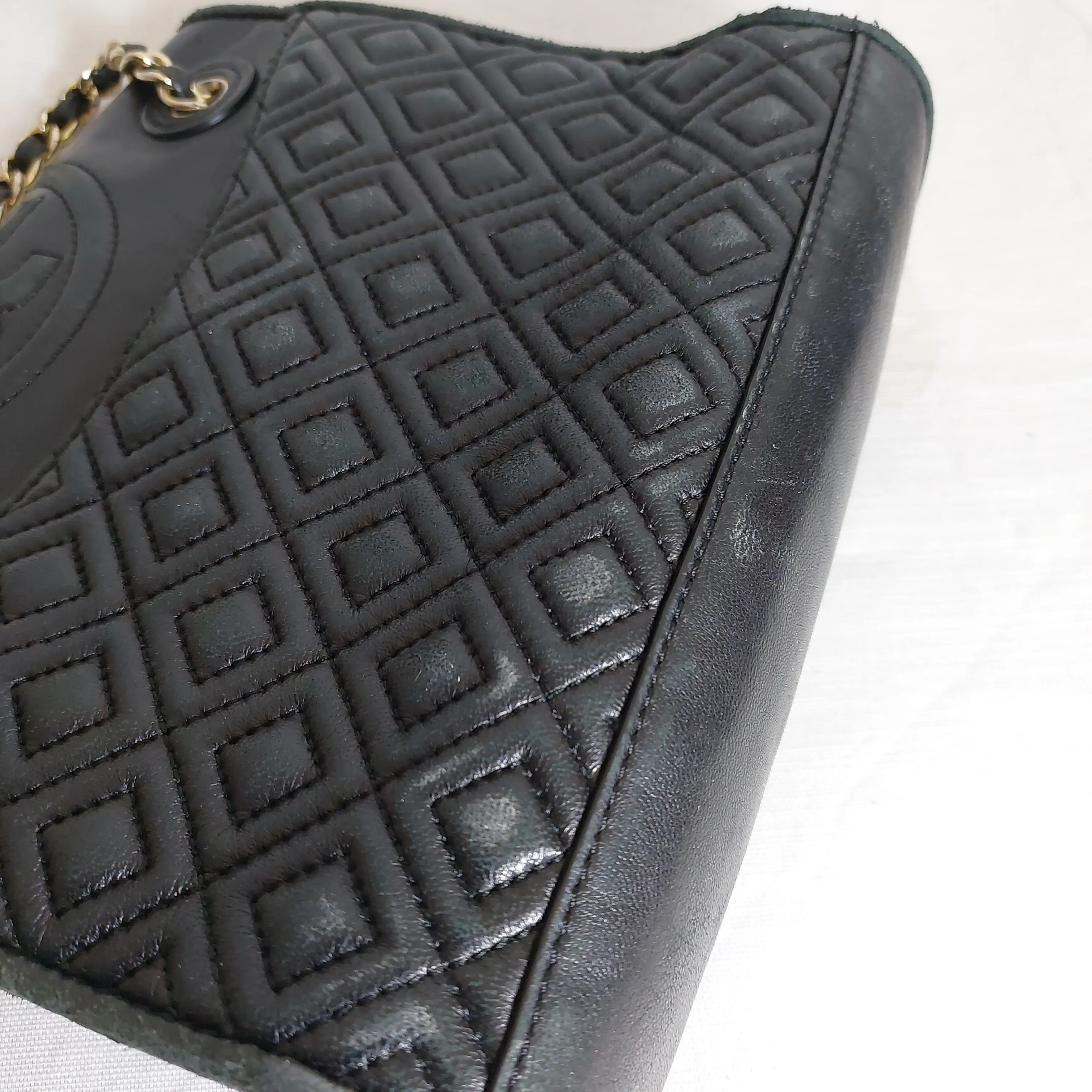 Tory Burch Black Leather Quilted Small 'Fleming' Shoulder Bag | Pre Loved |