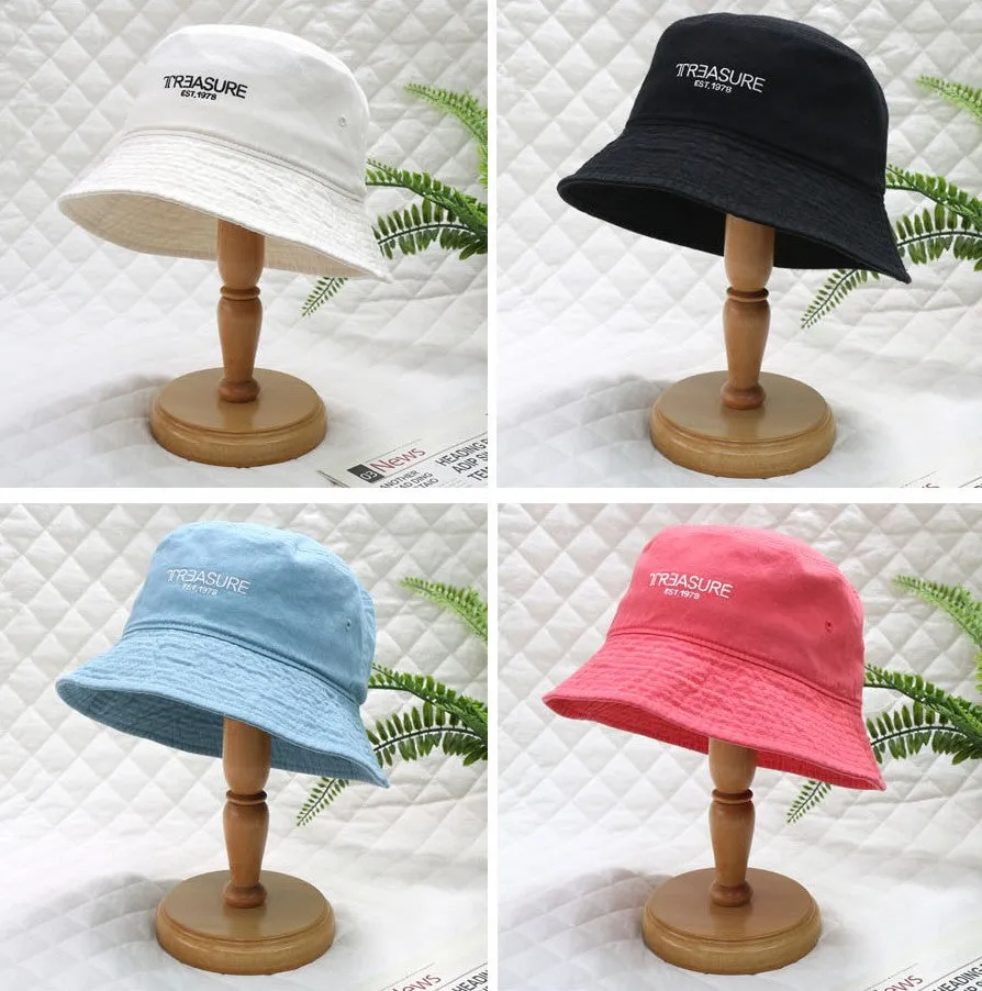 Treasure Embroidery Bucket Hats Unisex Casual Vintage Korean Kpop Fashion Accessory