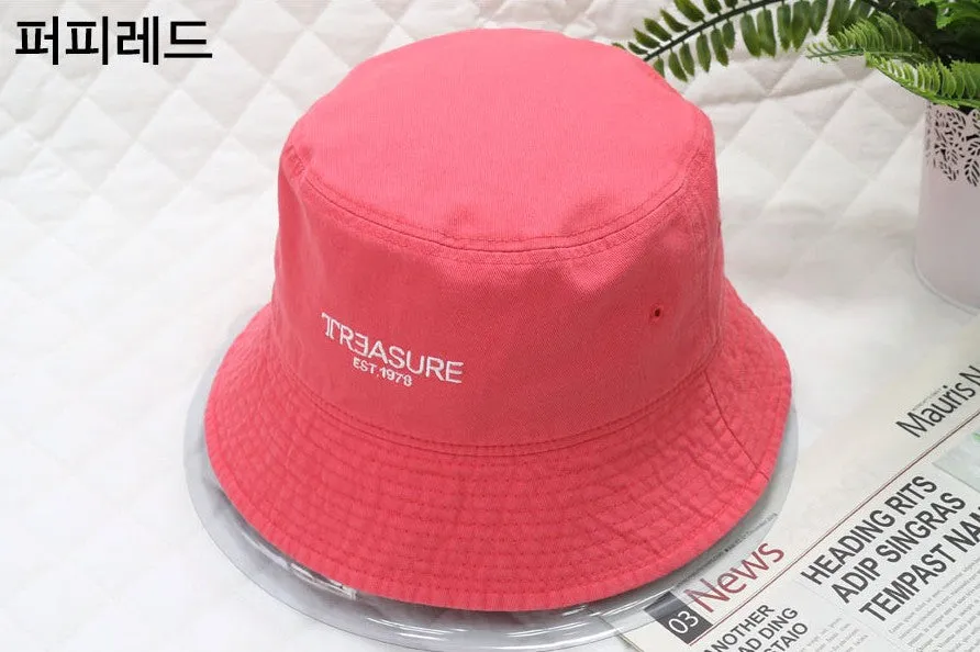 Treasure Embroidery Bucket Hats Unisex Casual Vintage Korean Kpop Fashion Accessory